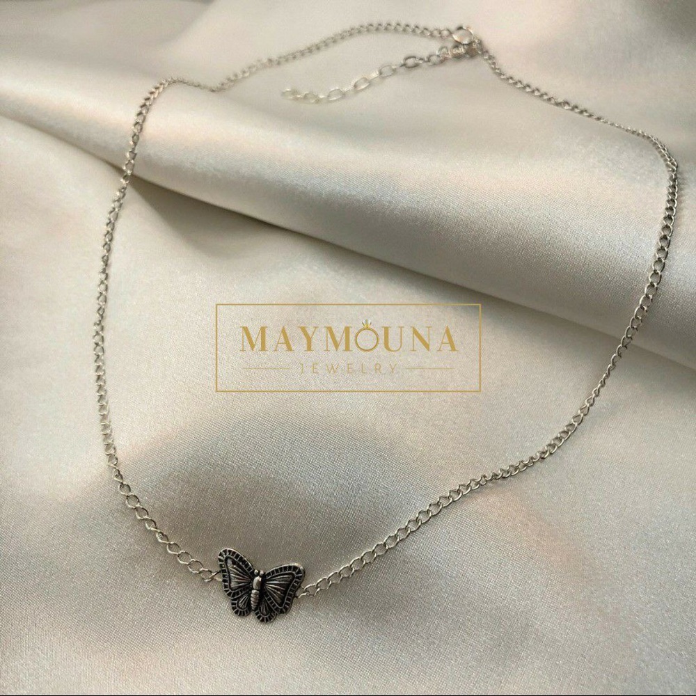 Oxidized Butterfly 925 SterlingSilver Choker